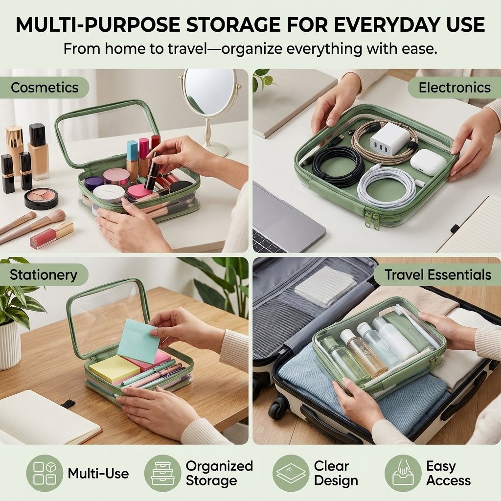 Clear Organizer Storage Box Clear Hard Zipper Case
