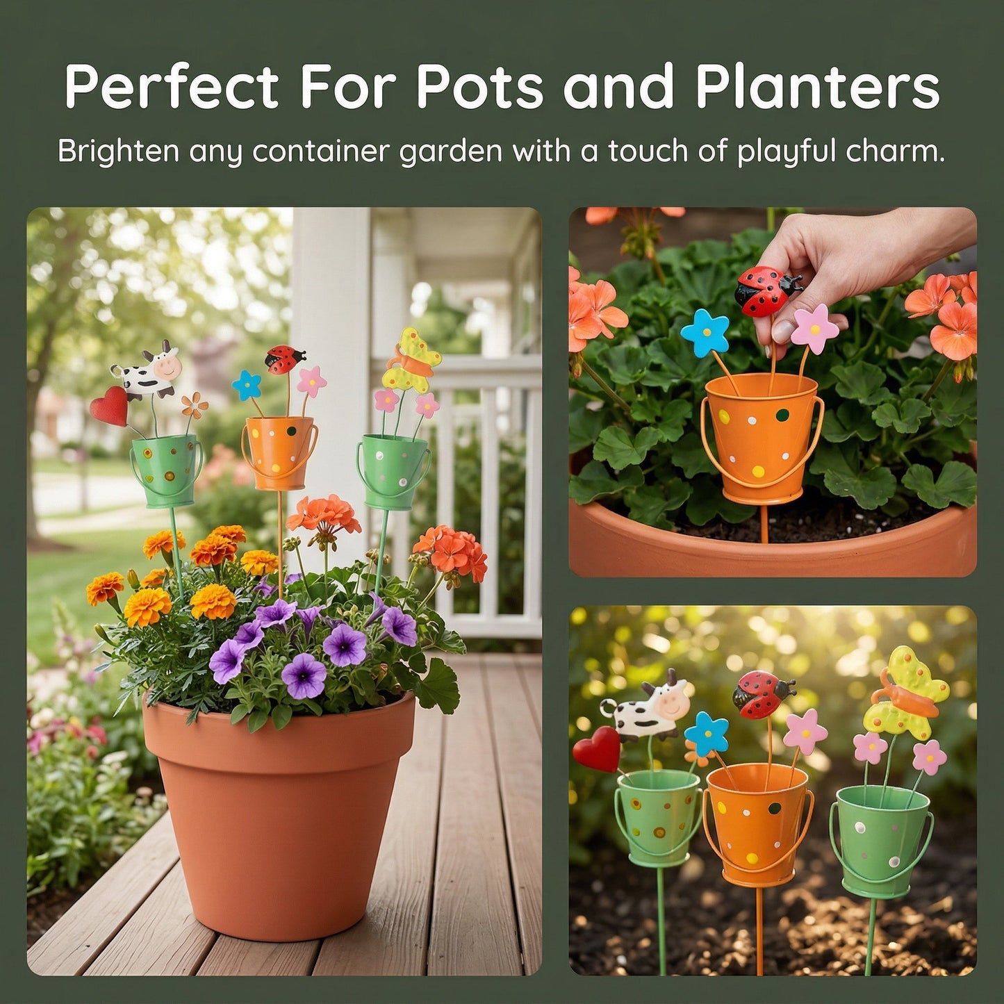 🔥Last Day 49% OFF-Set of 3 Metal Flower Pot Garden Stakes
