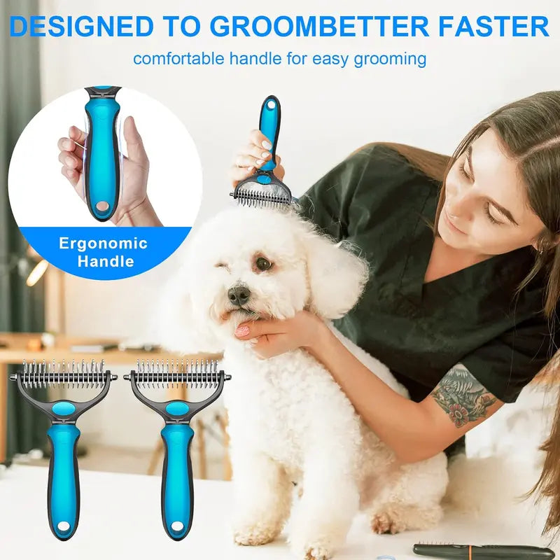 🐾 FLASH SALE: 50% OFF! ✨ Double-Sided Deshedding Pet Brush – Dual-Sided, Ergonomic & Gentle for Dogs & Cats 🐶