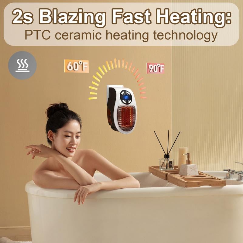 Last Day 49% OFF🔥Remote controllable Wall Outlet Space Heater with LED
