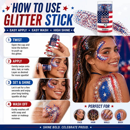 🎁LAST DAY 50% OFF-🦅4th of July Glitter Stick✨🔔Red, White & Blue Body & Hair Sparkle