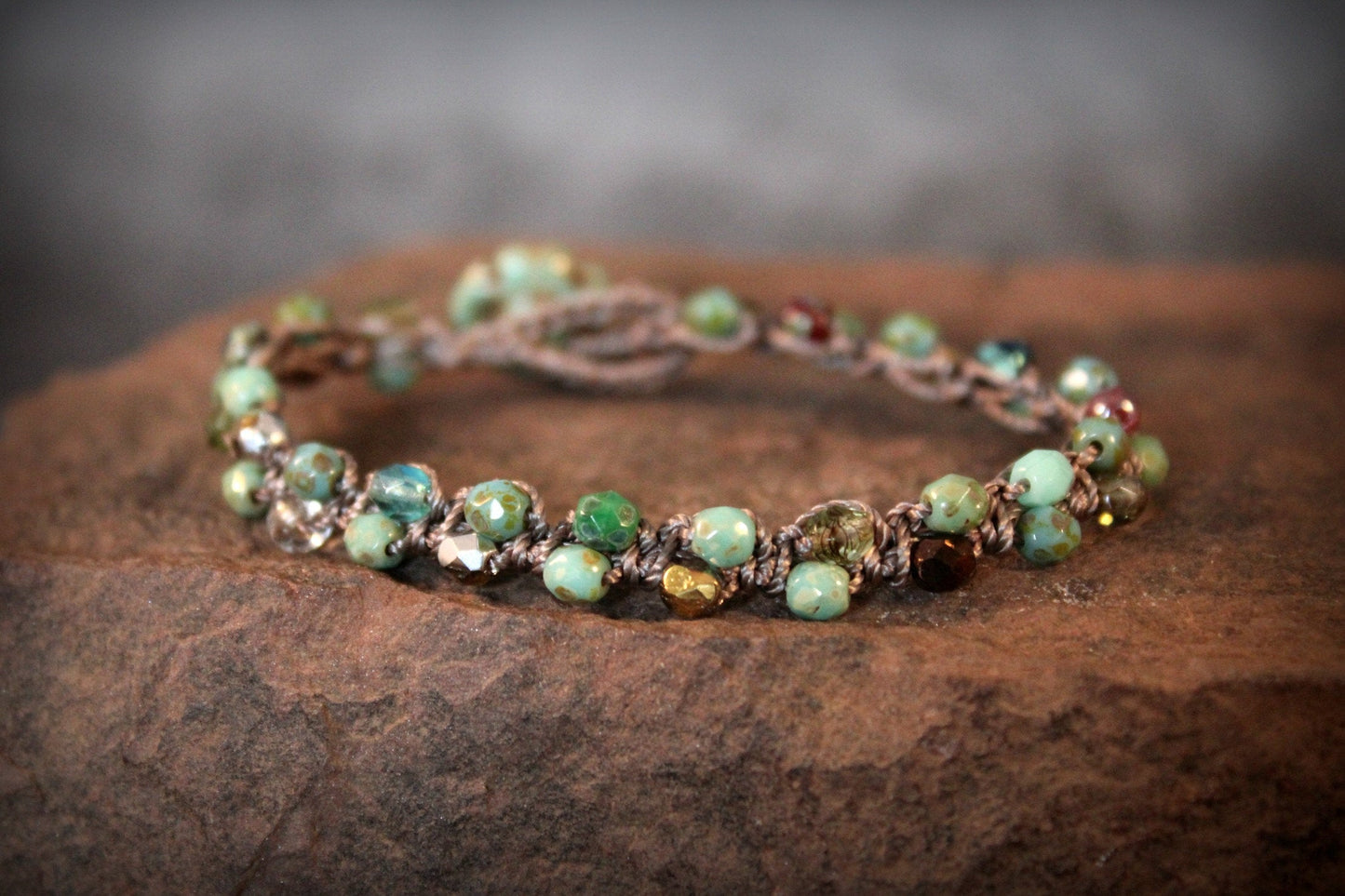 Handmade Bohemian Turquoise Flower Bracelet — Perfect for Hippie and Boho Styles
