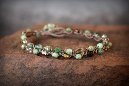 Handmade Bohemian Turquoise Flower Bracelet — Perfect for Hippie and Boho Styles