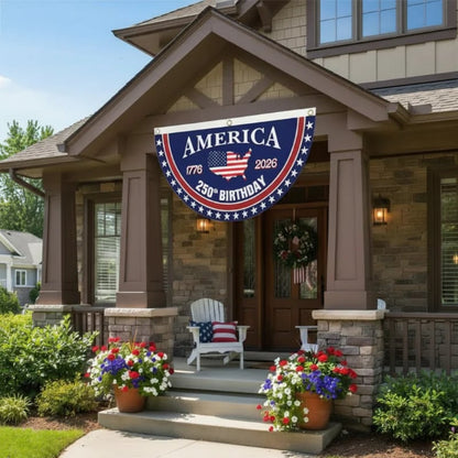 🔥Limited Time 50% Off✨ America 250th Birthday Semicircular Flag Banner 1776–2026 Patriotic Bunting