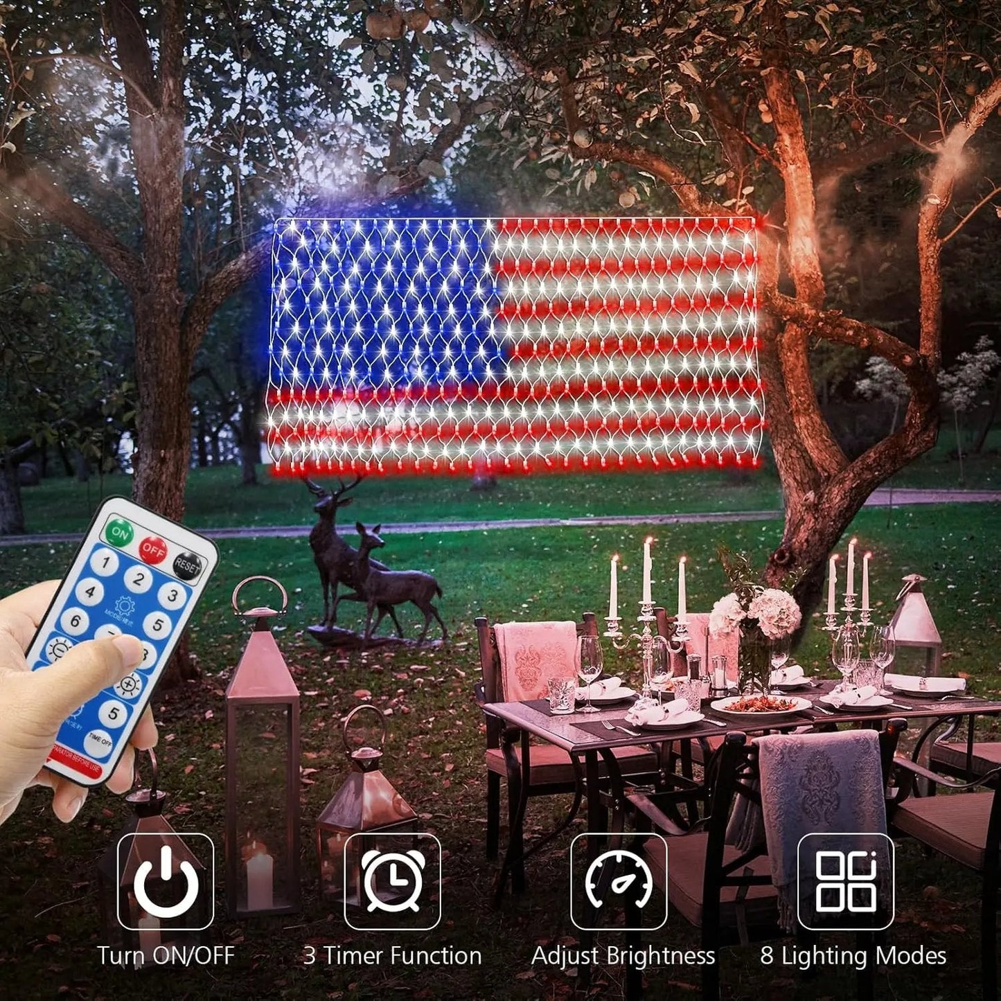 🔥Giant 250th Anniversary Flag Net Lights | 420 Super Bright Leds