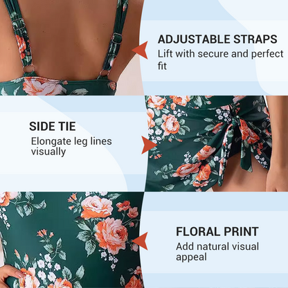 🔥Last Day 50% OFF - Women's Tummy Control Tie Knot Swimsuit with Skirt – Full Coverage & Built-in Bra – Summer Essential 🌊