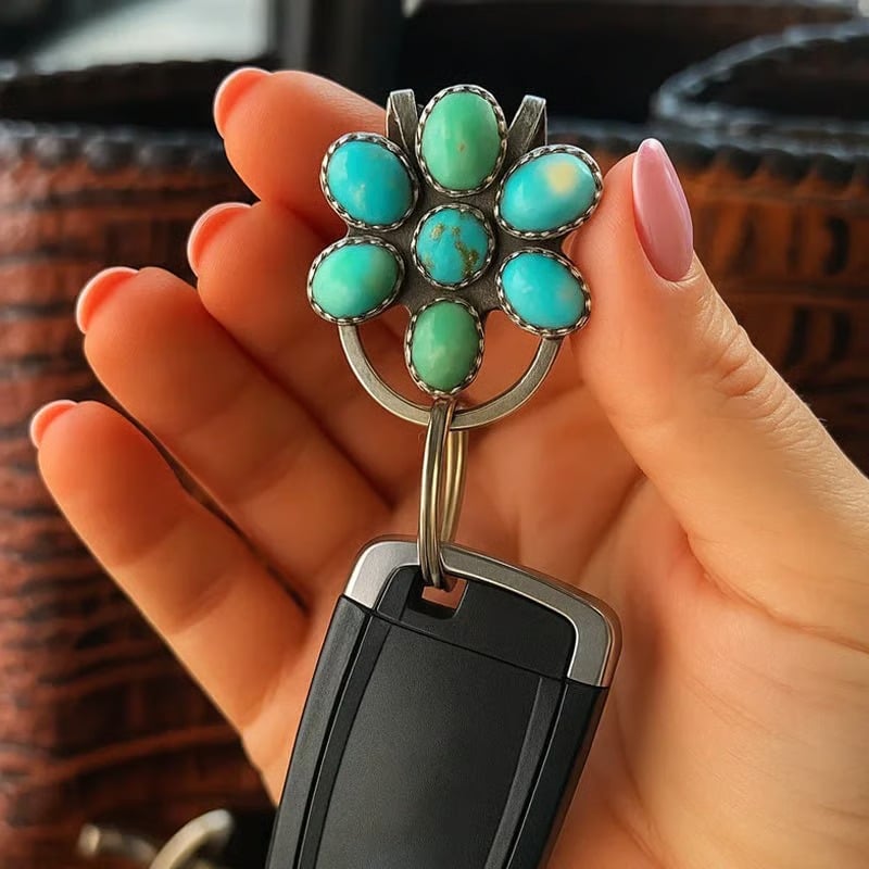 🌟Top Pick🌟Turquoise Bloom Bag Clip Key Holder – Add a Pop of Color to Your Everything!