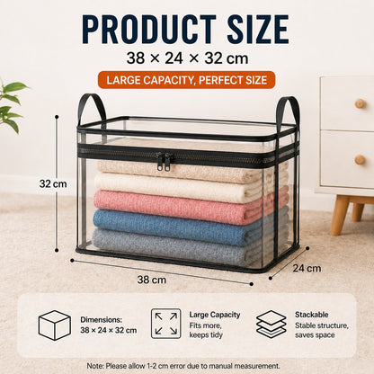 🔥Last Day 49% OFF📦Portable Large Heavy-Duty Thick Plastic Clear Storage Box with Hinged Lid | Home, Travel & Camping