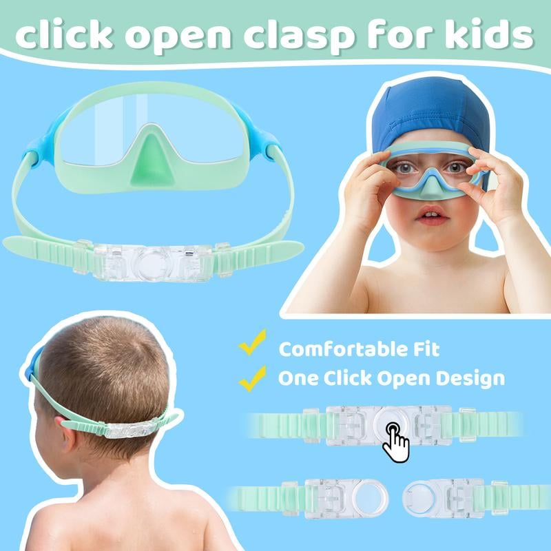 🌓HD children's large frame waterproof and anti-fog swimming goggles