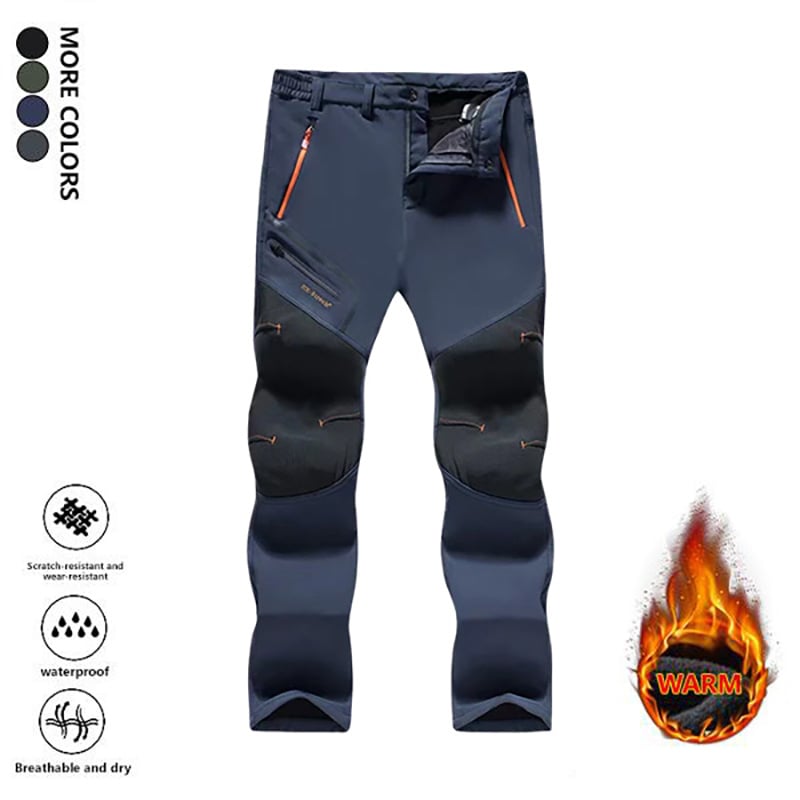 Men's Straight-Leg Carpenter Pants - Fleece-Lined, Waterproof & Scratch-Resistant Work Trousers with Zippered Pockets No Belt Included