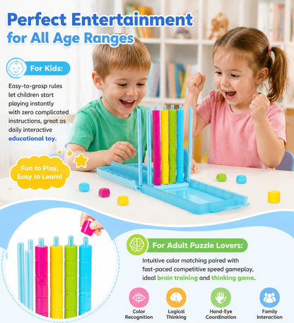 🌈 Mini Color Stack Challenge 🎯 – Portable Brain Teaser Travel Game with 40 Color Rings ✈️