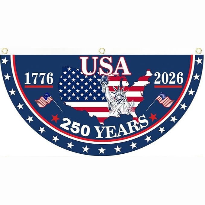 🔥Limited Time 50% Off✨ America 250th Birthday Semicircular Flag Banner 1776–2026 Patriotic Bunting