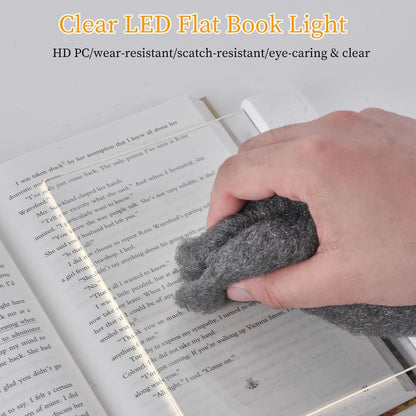 🔥Last Day 49% OFF-✨Book Light, Rechargeable Clear LED Flat Book Lights for Reading in Bed at Night with 3 Colors & Timer