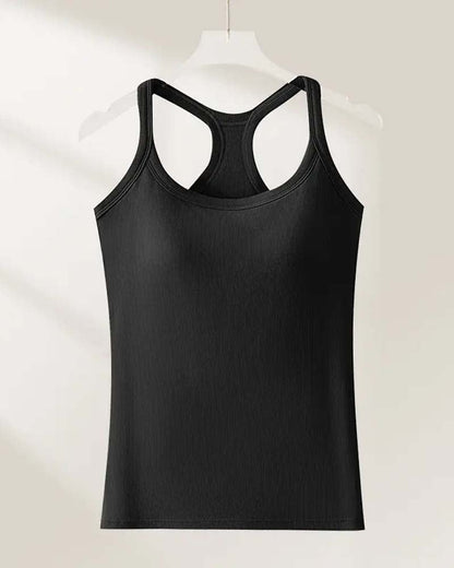 Built-in Bra Ribbed Solid Tank Top