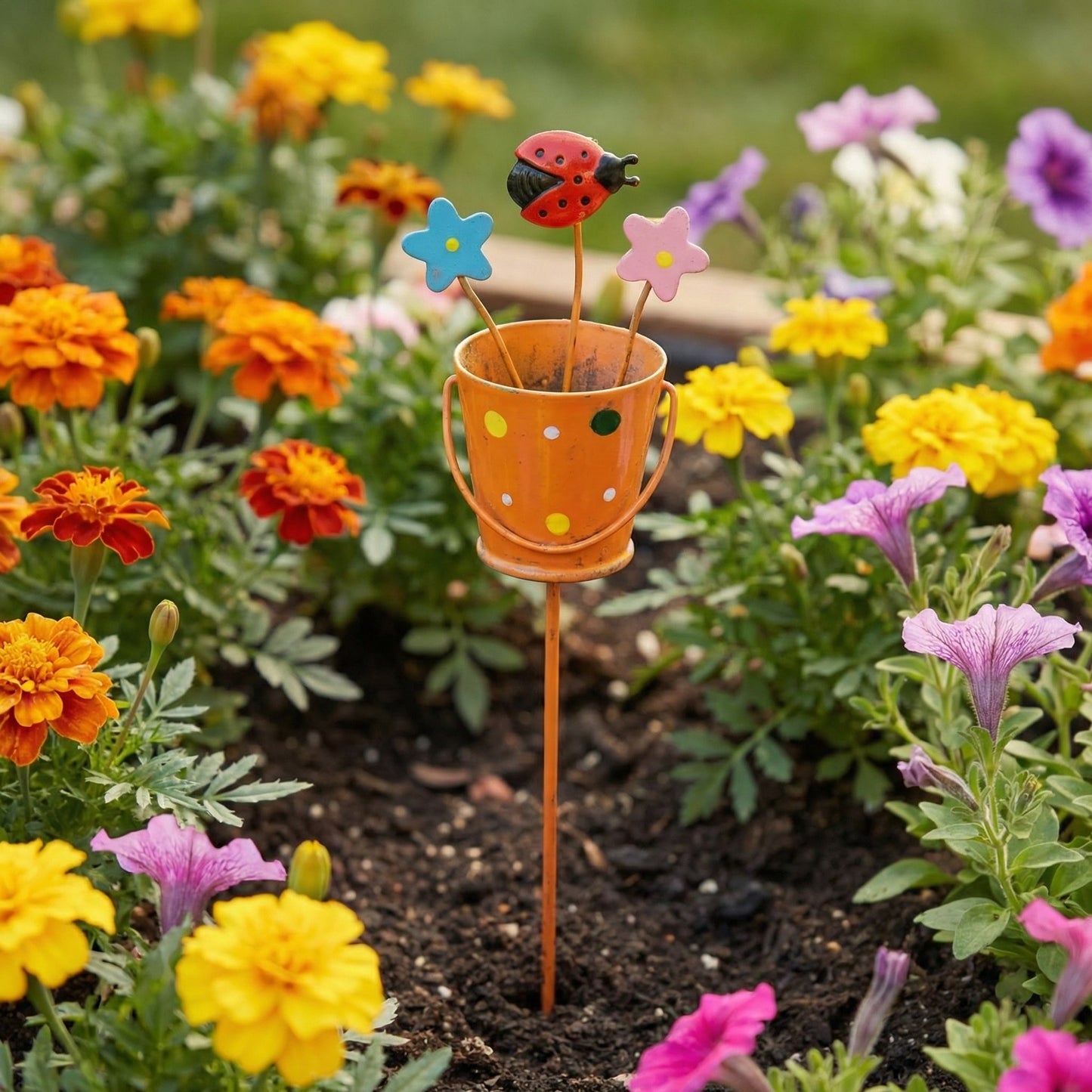 🔥Last Day 49% OFF-Set of 3 Metal Flower Pot Garden Stakes