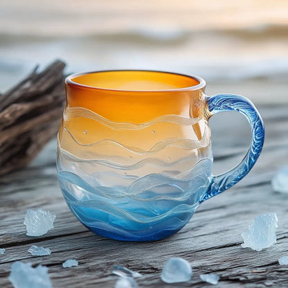 🎄Unique gift🔥100% handmade sea glass wave cup🎁Enjoy buy one get one free