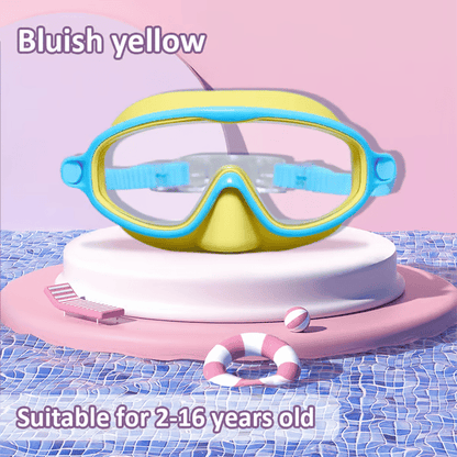 🌓HD children's large frame waterproof and anti-fog swimming goggles