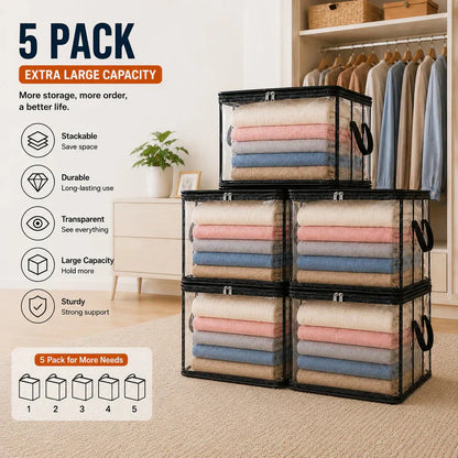 🔥Last Day 50% OFF📦Portable Large Heavy-Duty Thick Plastic Clear Storage Box with Hinged Lid | Home, Travel & Camping