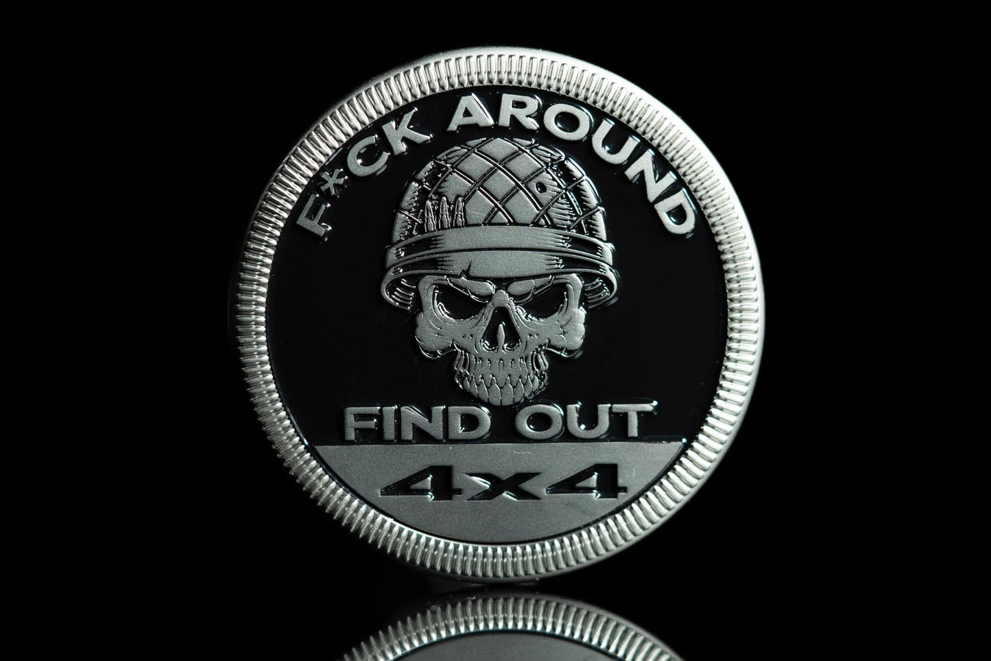🤣F Around and Find Out (Skull & Helmet) Metal Badge