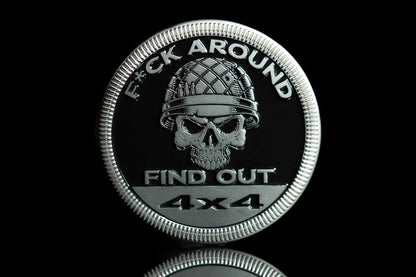 🤣F Around and Find Out (Skull & Helmet) Metal Badge