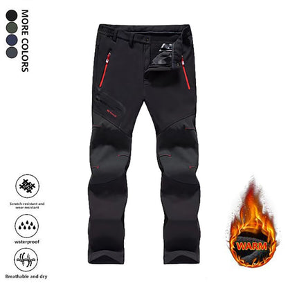 Men's Straight-Leg Carpenter Pants - Fleece-Lined, Waterproof & Scratch-Resistant Work Trousers with Zippered Pockets No Belt Included