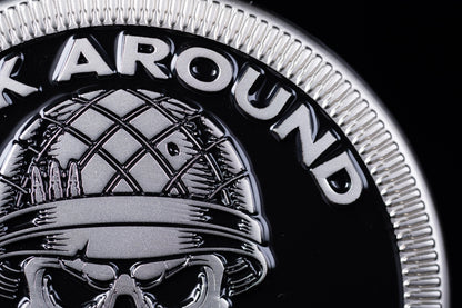 🤣F Around and Find Out (Skull & Helmet) Metal Badge