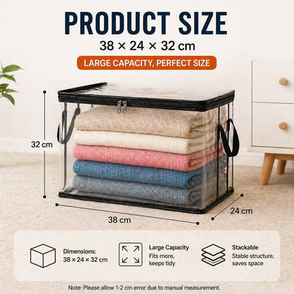 🔥Large Clear Thick Plastic Storage Box with Hinged Lid
