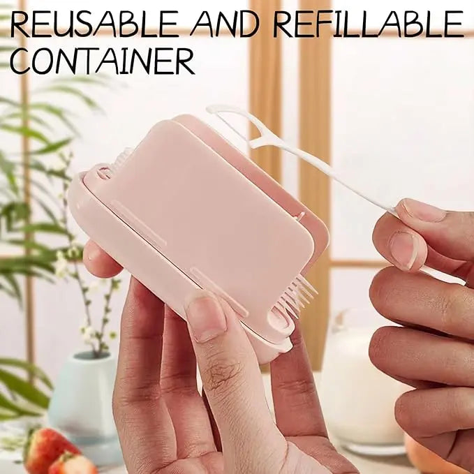 Travel-sized Storage Case with 50 Dental Floss Sticks