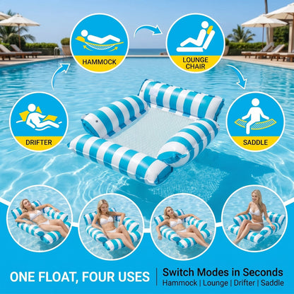 4-in-1 Inflatable Water Hammock – Pool Floating Lounge Chair & Swimming Bed