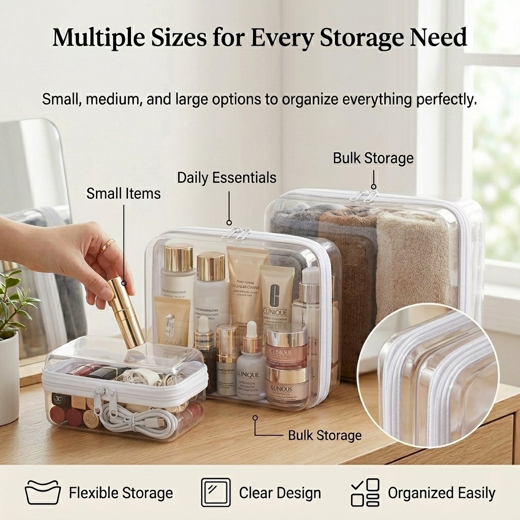 Clear Organizer Storage Box Clear Hard Zipper Case