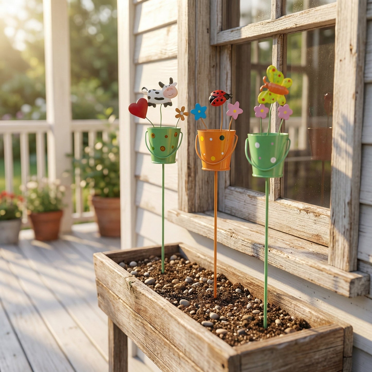 🔥Last Day 49% OFF-Set of 3 Metal Flower Pot Garden Stakes