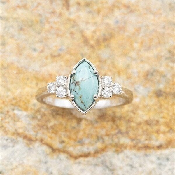 🔥LAST DAY 60% OFF🎁Sterling Silver Natural Turquoise Diamond Ring