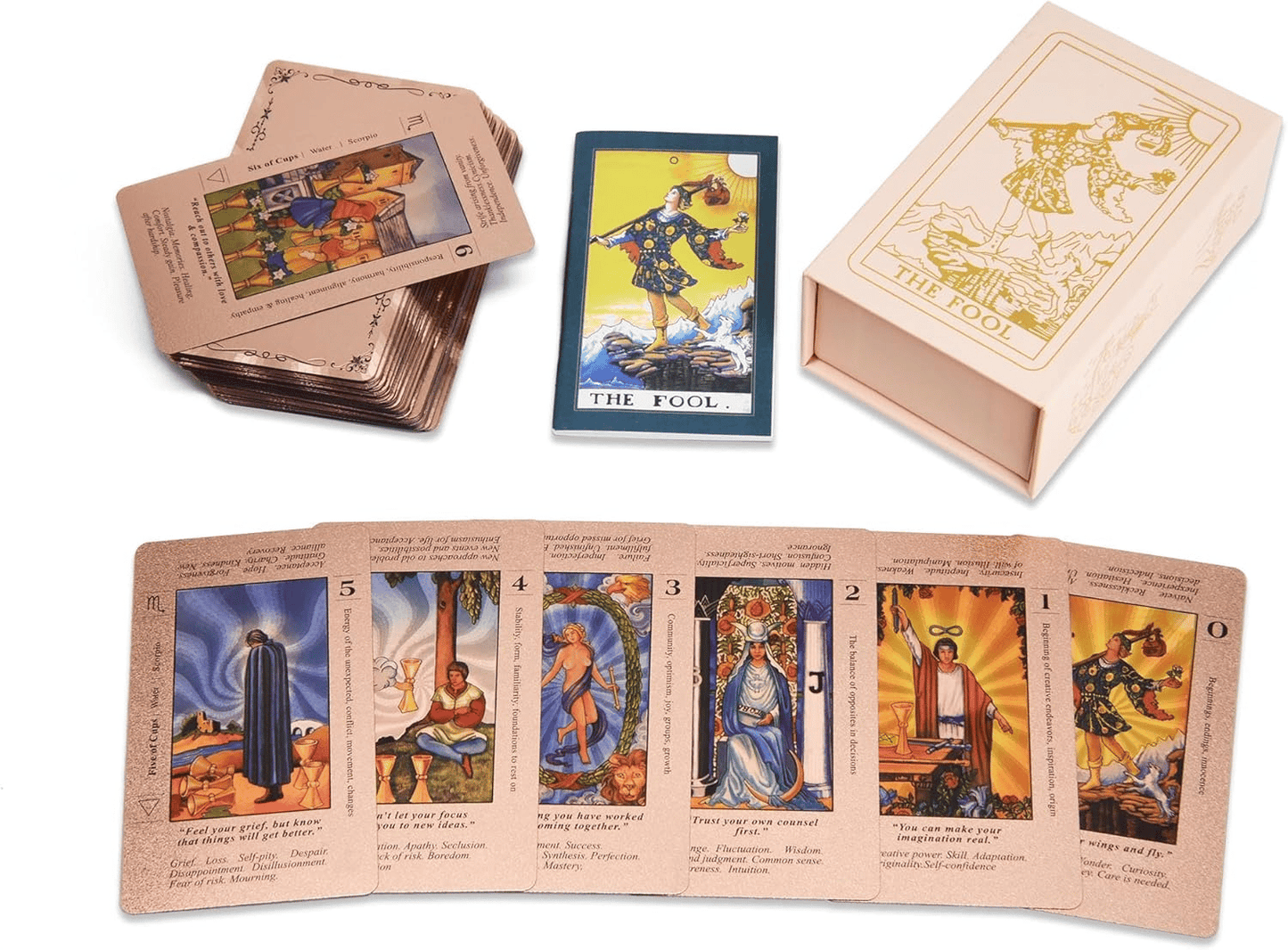 🔥Last Day 49% OFF✨Witchy Cauldron Rose Gold Tarot Cards with Guide Book🔮