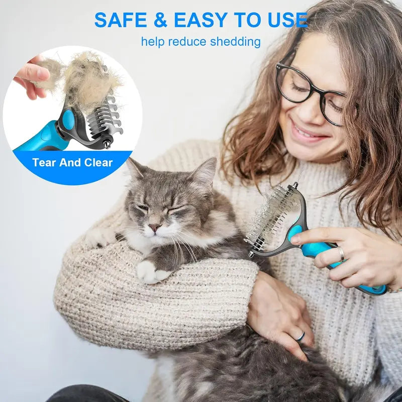 🐾 FLASH SALE: 50% OFF! ✨ Double-Sided Deshedding Pet Brush – Dual-Sided, Ergonomic & Gentle for Dogs & Cats 🐶