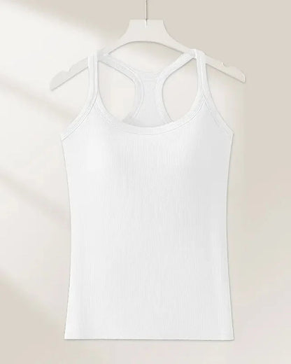 Built-in Bra Ribbed Solid Tank Top