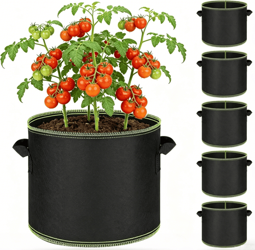 🌱 5-Pack 5 Gallon Grow Bags – Heavy Duty Aeration Fabric Pots with Handles for Vegetables, Flowers & Fruits 🪴
