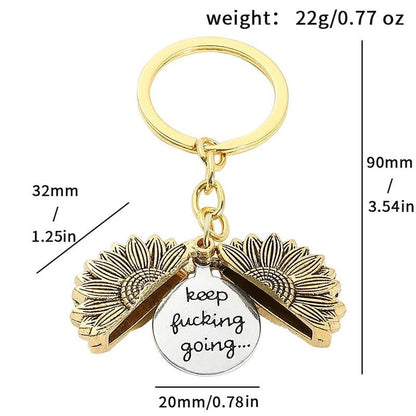 🌻Sunflower Keychain – “Keep Fucking Going” Motivational Gift with Gift Box