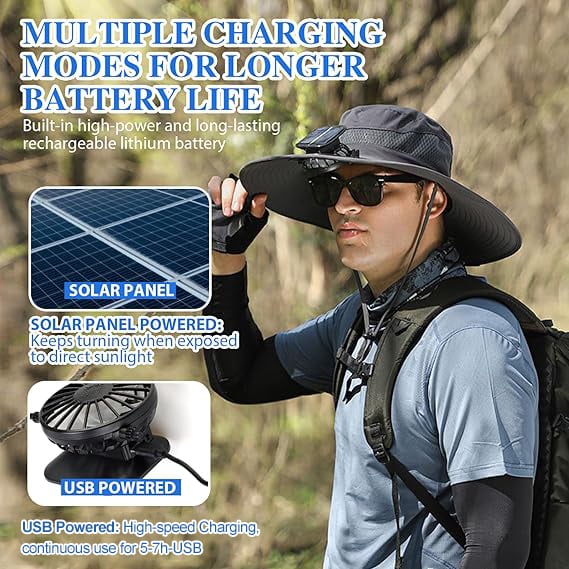 🔥Last Day 50% OFF -Ultralight Solar Fan Sun Hat – Lighter Than a Baseball!⚾(Only 11oz)