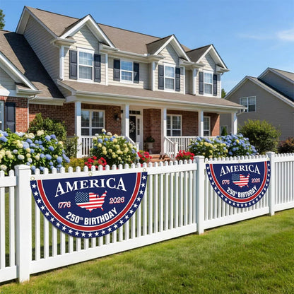 🔥Limited Time 50% Off✨ America 250th Birthday Semicircular Flag Banner 1776–2026 Patriotic Bunting