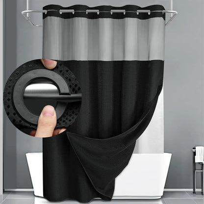 No Hook Shower Curtain with Snap-In Liner
