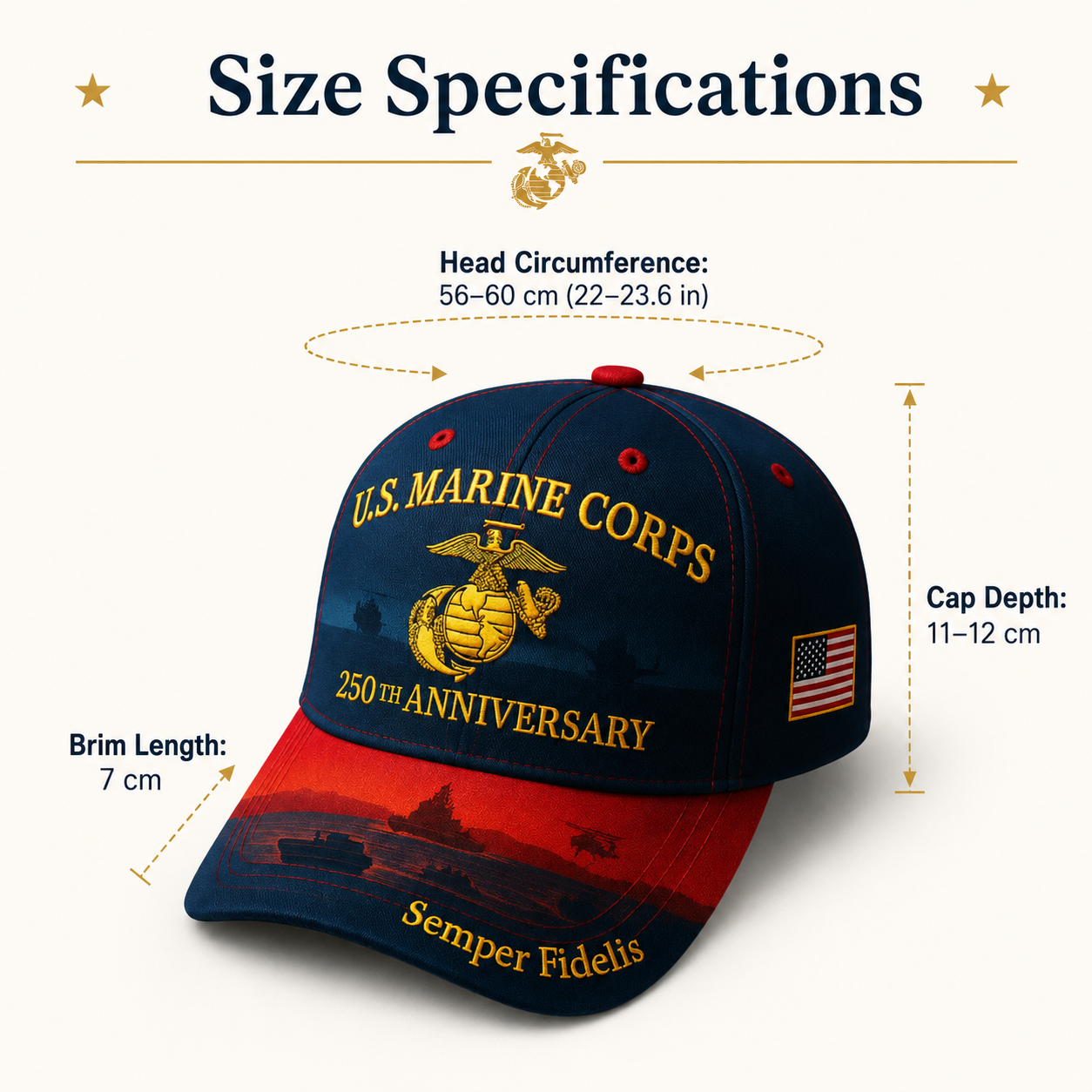 🔥 Father’s Day Sale -❤️ U.S. Marine Corps 250th Anniversary 3D Embroidered Cap 🇺🇸