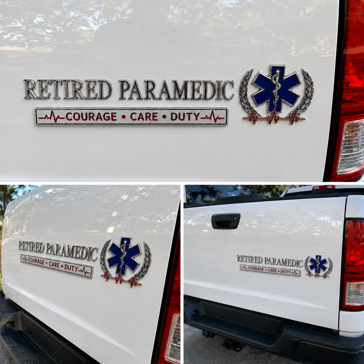 🚑 Retired Paramedic Courage Care Duty Metal Car Emblem Badge