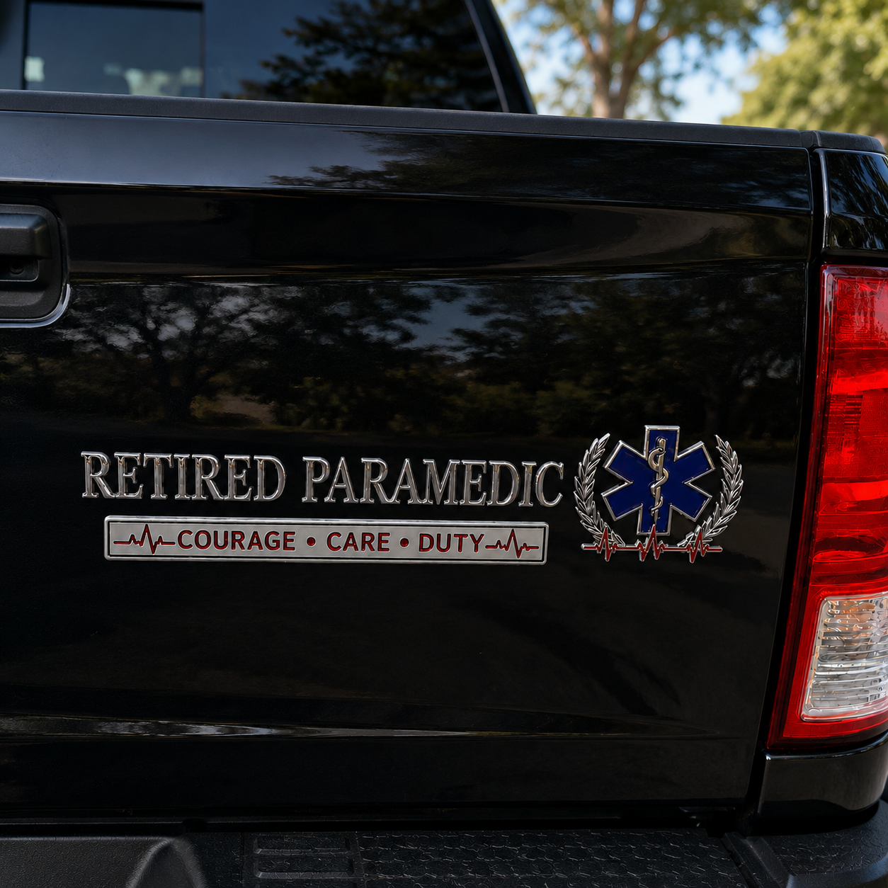 🚑 Retired Paramedic Courage Care Duty Metal Car Emblem Badge
