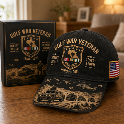Gulf War Veteran Desert Shield & Desert Storm Commemorative Cap 🇺🇸