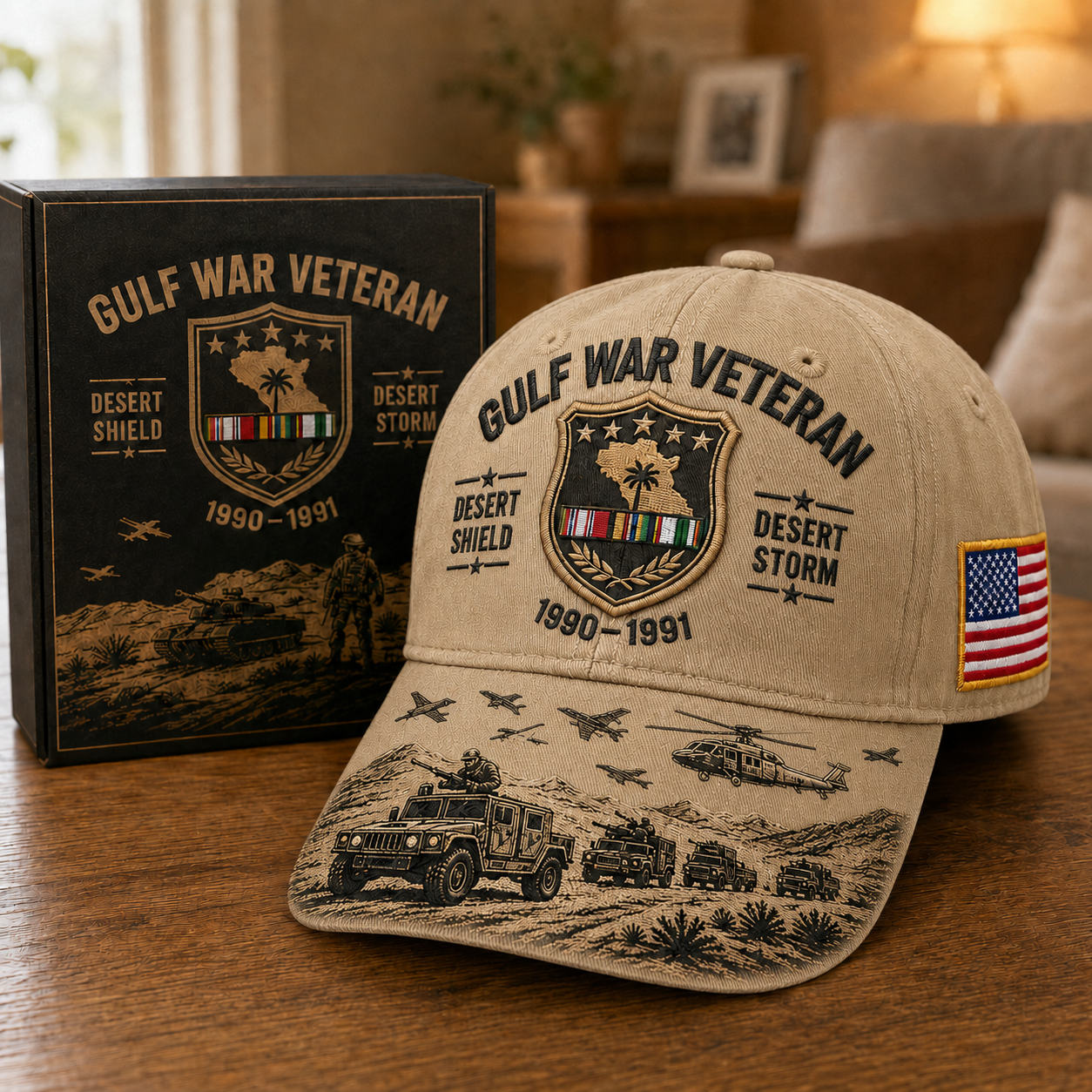 Gulf War Veteran Desert Shield & Desert Storm Commemorative Cap 🇺🇸