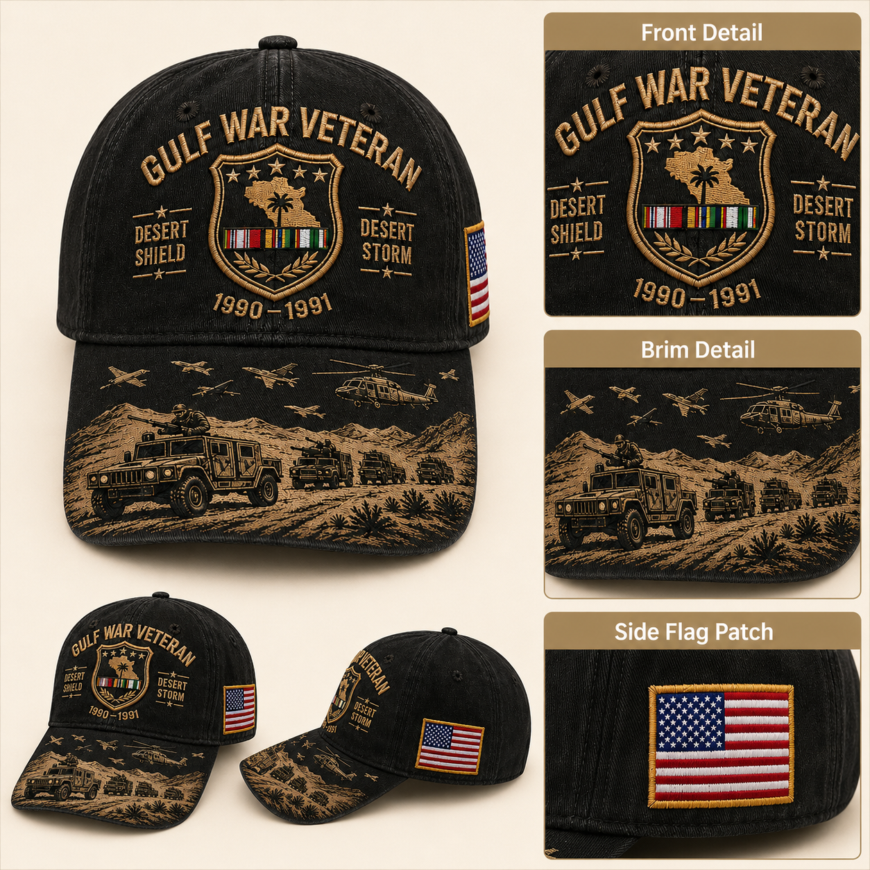 Gulf War Veteran Desert Shield & Desert Storm Commemorative Cap 🇺🇸