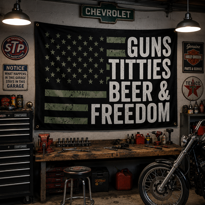 Guns, Titties, Beer & Freedom Flag