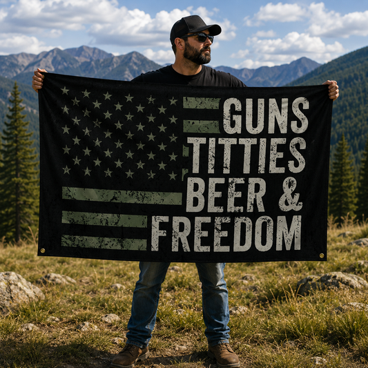 Guns, Titties, Beer & Freedom Flag