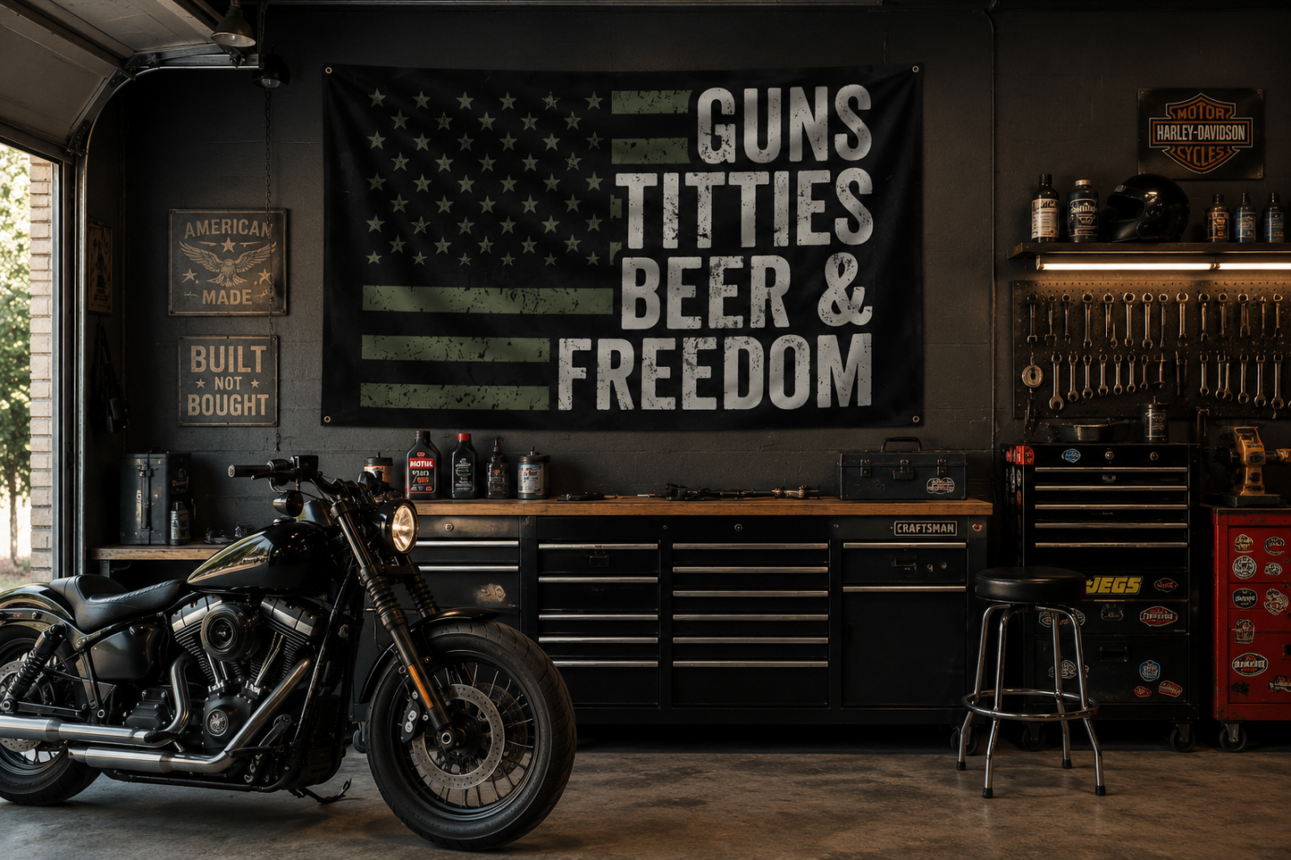 Guns, Titties, Beer & Freedom Flag