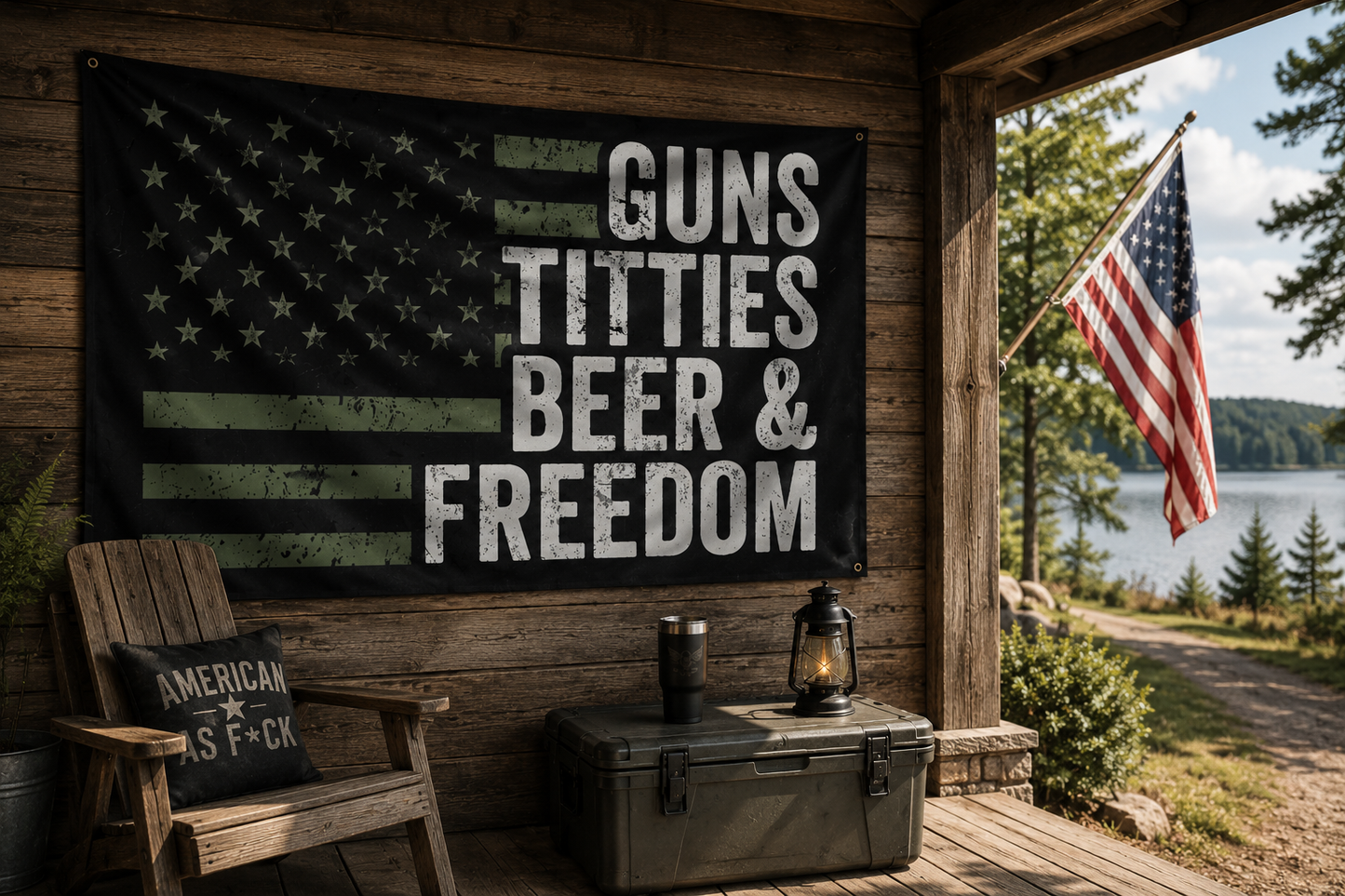 Guns, Titties, Beer & Freedom Flag